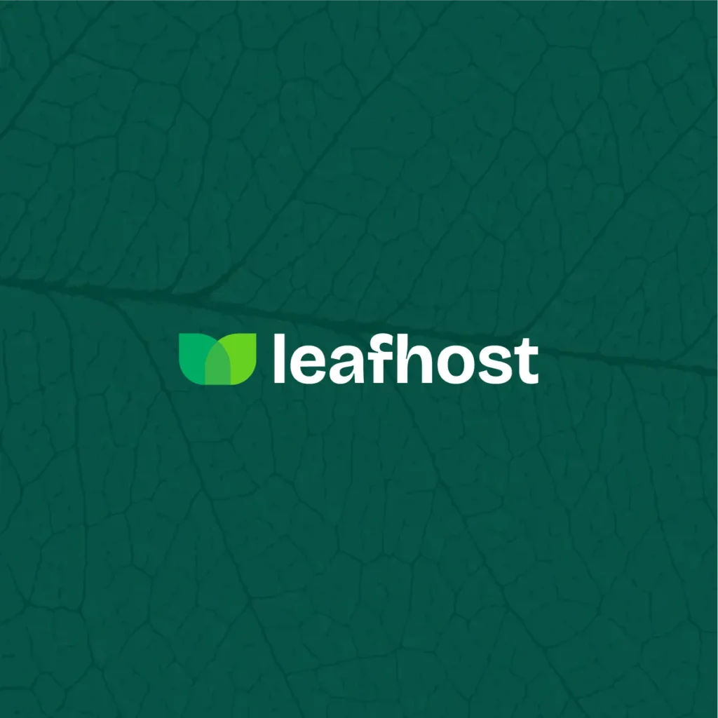 LeafHost logo – logo design over natural background, brand identity for eco-conscious hosting company designed in Shrewsbury.