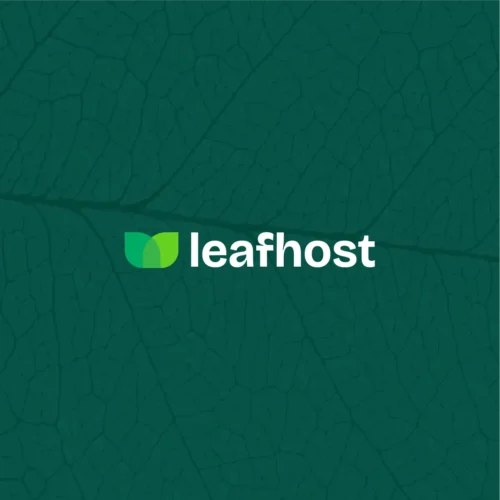 LeafHost logo – logo design over natural background, brand identity for eco-conscious hosting company designed in Shrewsbury.