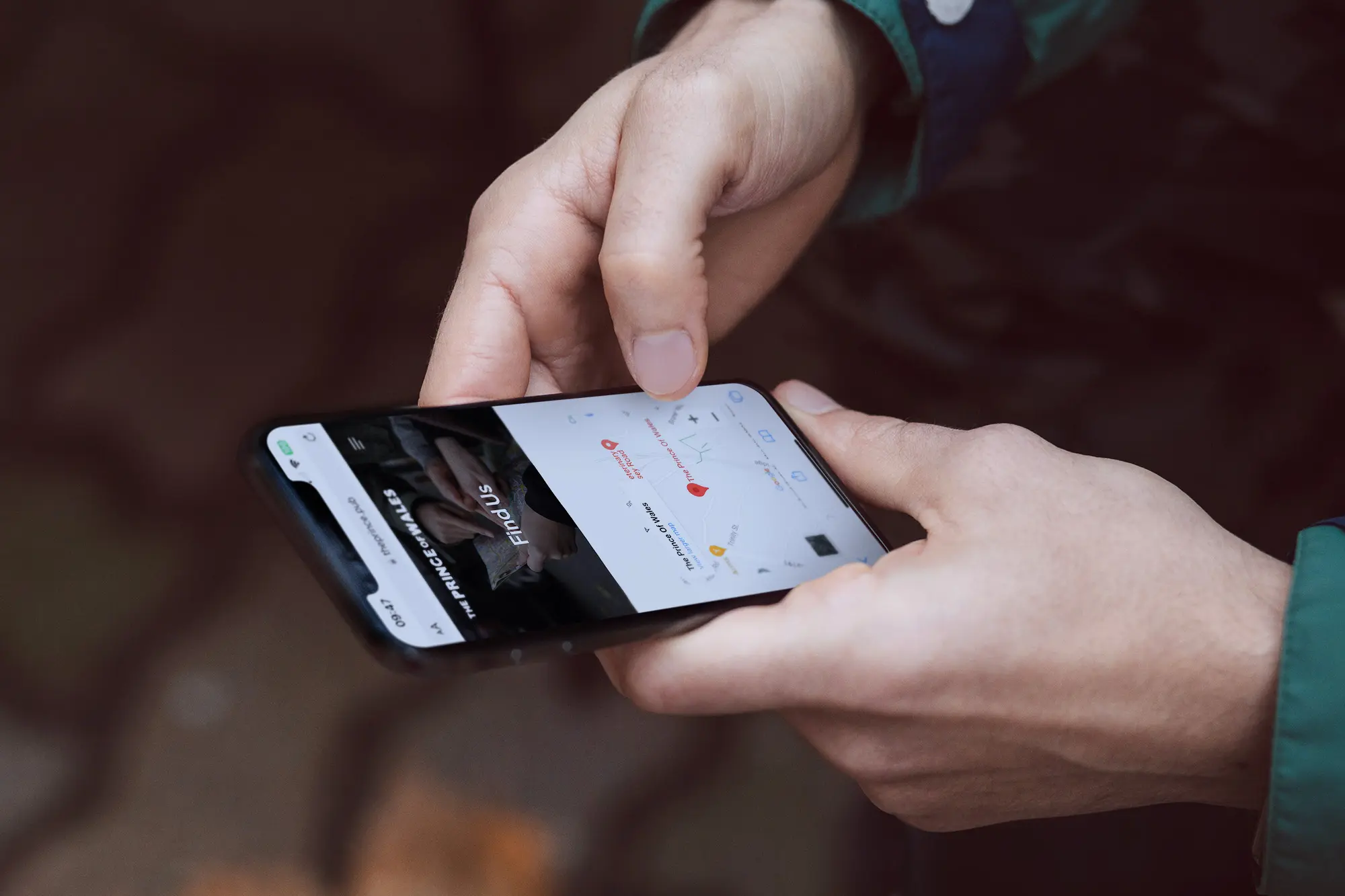 Pub website with interactive on iPhone – mobile-optimised web design for Shrewsbury-based pub.