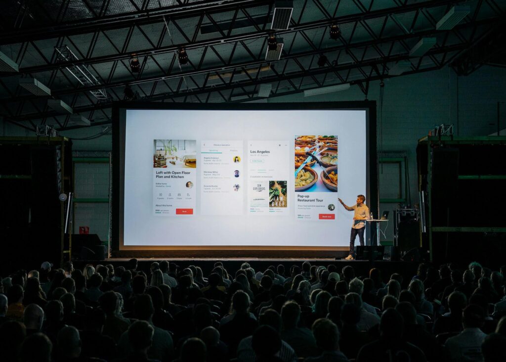 Presentation screen showing modern UI design – highlighting the commercial and strategic value of thoughtful design beyond aesthetics.
