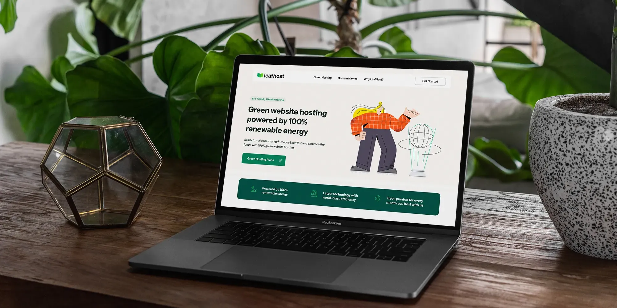 Web design in Shrewsbury, example design by Studio Payne – homepage hero of a hosting website displayed on a MacBook.