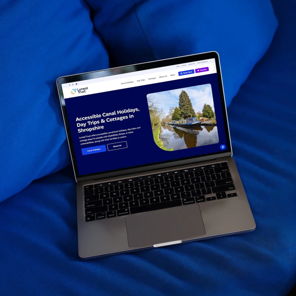 Lyneal Trust homepage design displayed on a MacBook — website redesign by Studio Payne, Shrewsbury