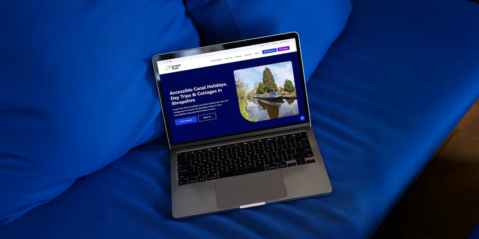 Lyneal Trust homepage design displayed on a MacBook — website redesign by Studio Payne, Shrewsbury