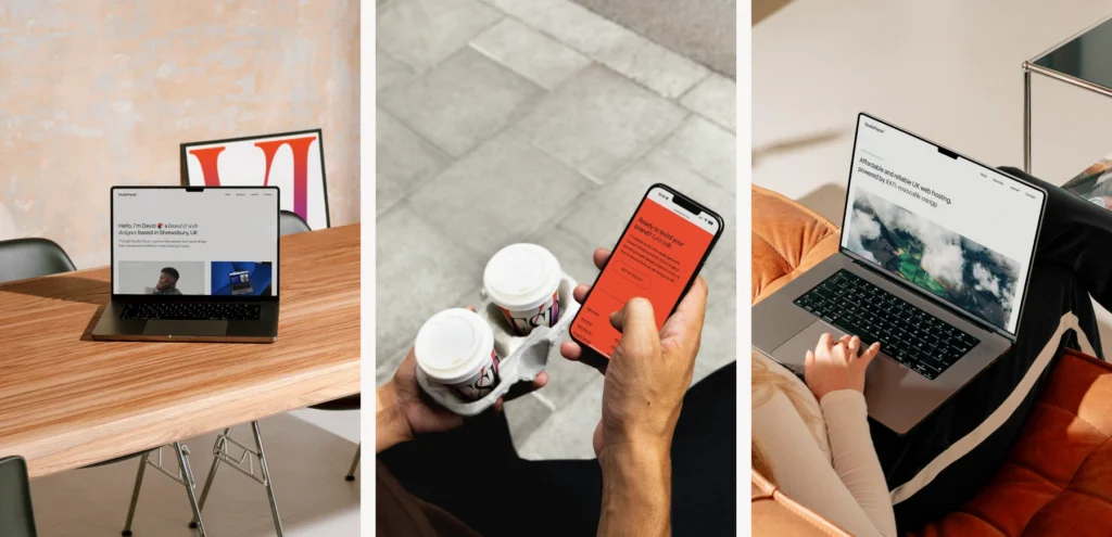 New Studio Payne website design with refreshed brand identity displayed on MacBook and iPhone screens, by website design Shrewsbury