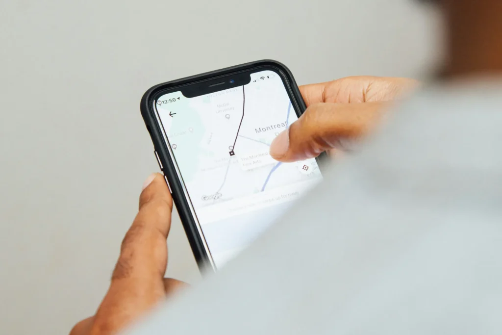 Local customer searching for businesses on Maps app, Studio Payne Shrewsbury Local SEO services